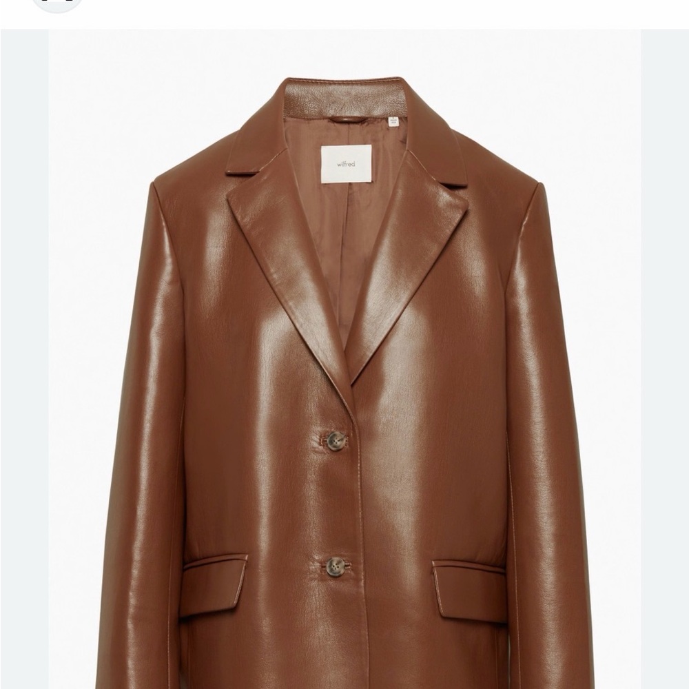 & Other Stories Brown Leather Blazer Jacket